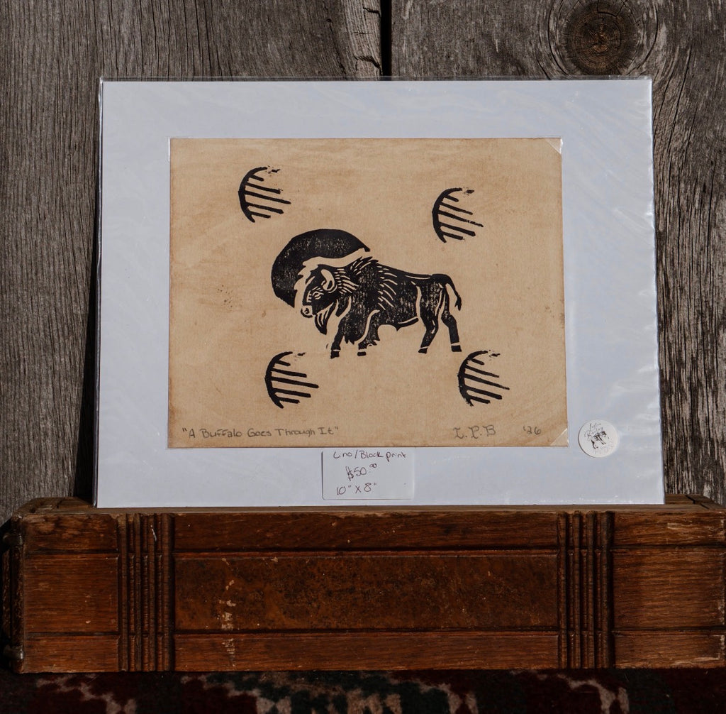“A Buffalo Goes Through it” - Block print
