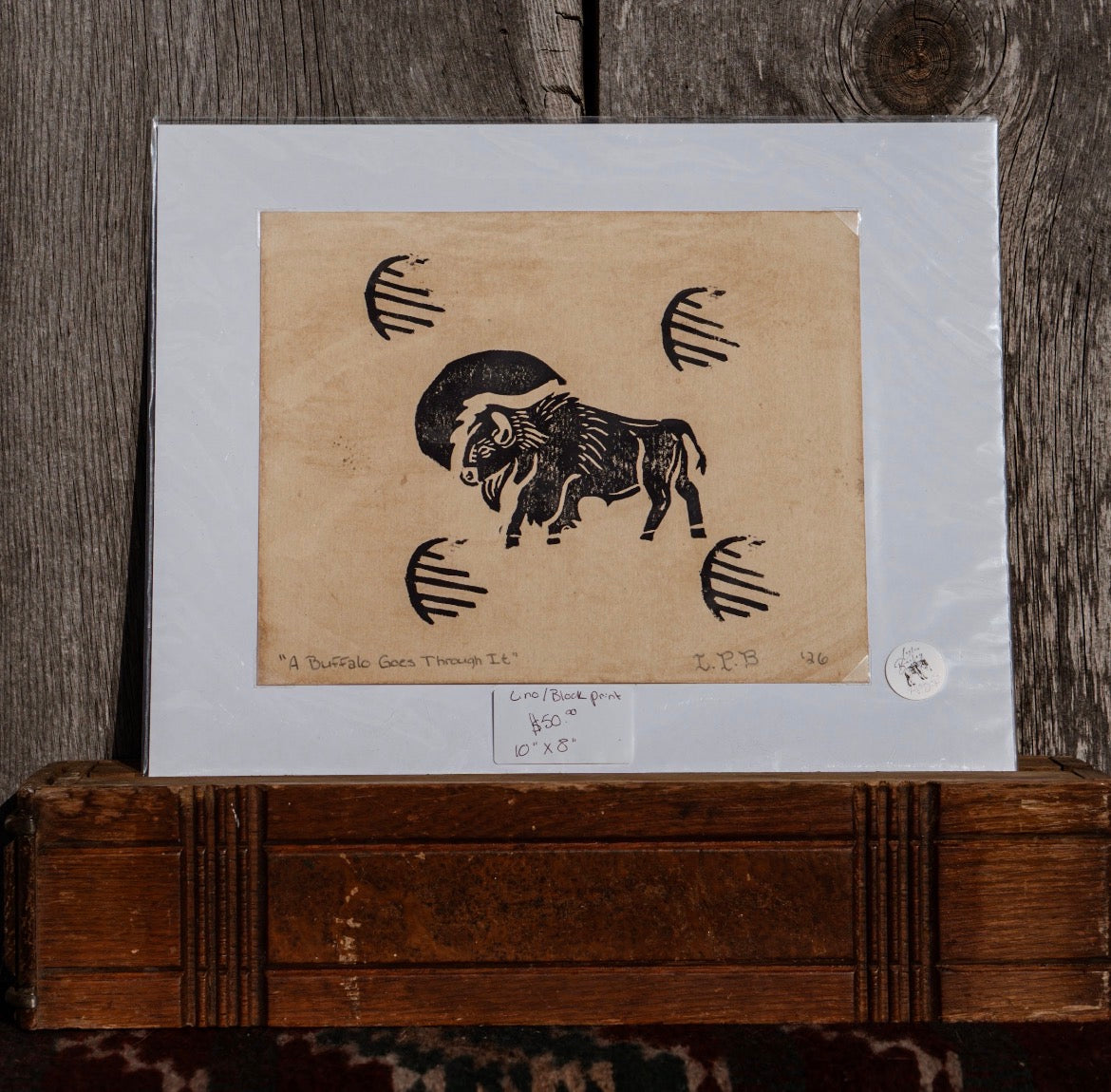“A Buffalo Goes Through it” - Block print