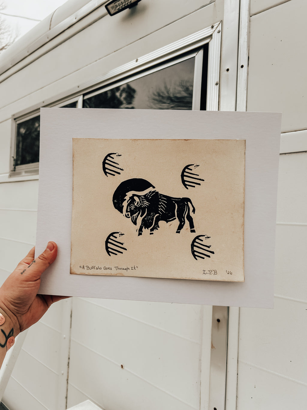 “A Buffalo Goes Through it” - Block print