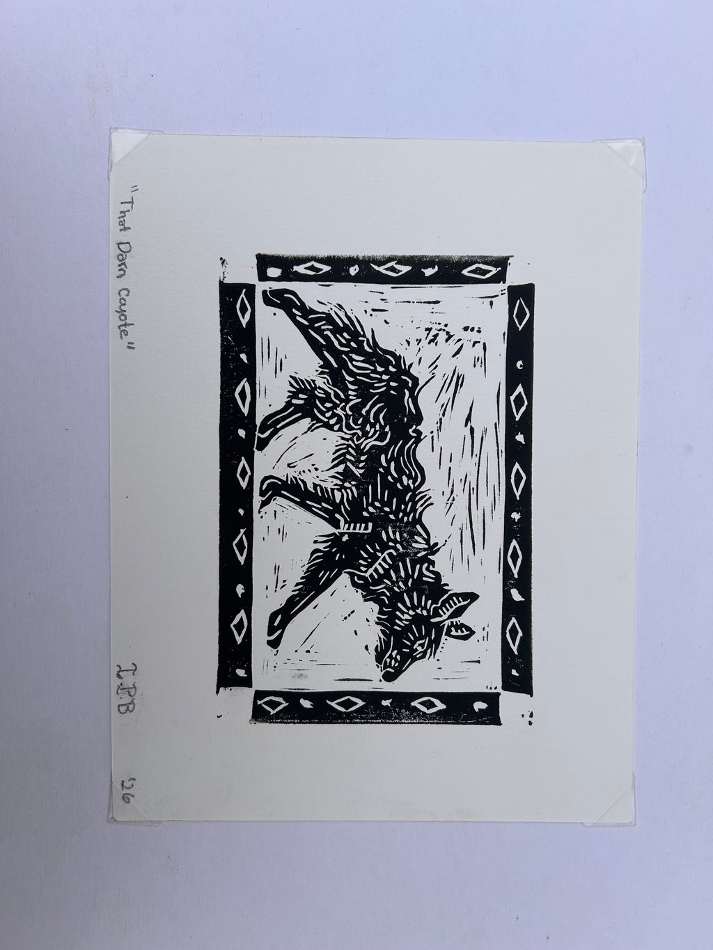 “That Darn Coyote” block print