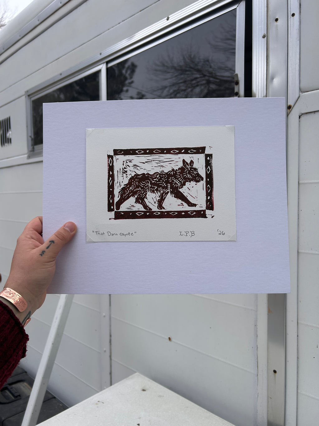 “That Darn Coyote” block print